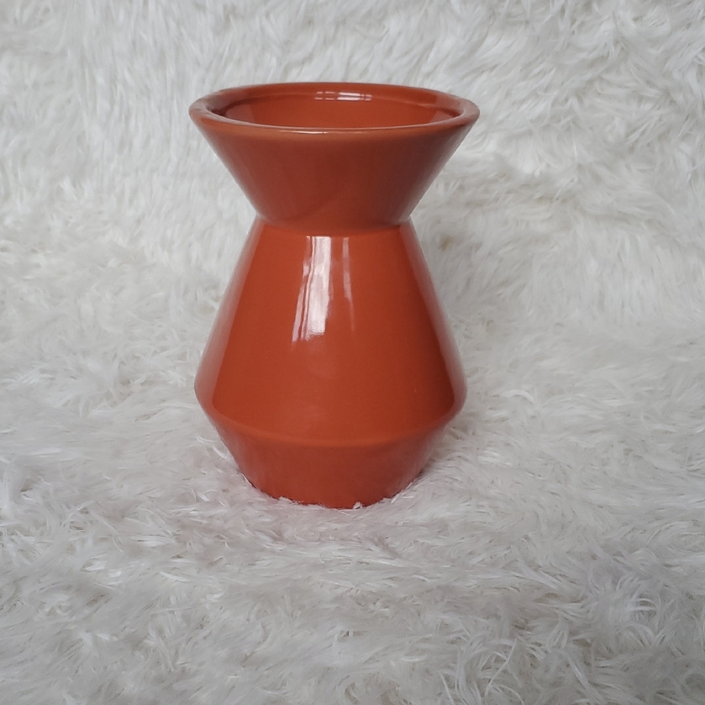 2/$25 - Modern Burnt Orange Ceramic Accent Vase 6" Tall